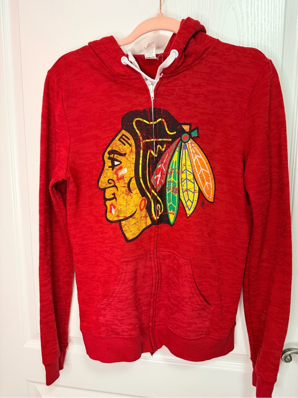 Red Men's Zip-Up Hoodie Sweater with Graphic